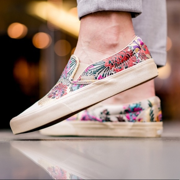 vans festival satin slip on gold